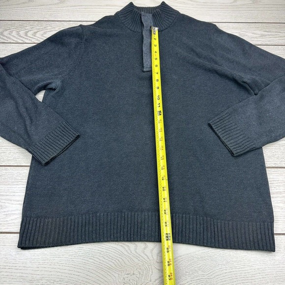 Refectory Sweater Mens L Gray 4 Button 1/4 Henley Banded Heavy Knit Pullover - Picture 8 of 9